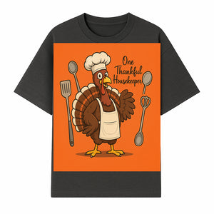 Thankful Turkey Chef T-Shirt, Cute Thanksgiving Gift for Housekeepers, Funny Cooking, Fall Harvest Apparel, Turkey Lover Tee - T-shirt 1758181731922.jpg