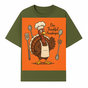 Thankful Turkey Chef T-Shirt, Cute Thanksgiving Gift for Housekeepers, Funny Cooking, Fall Harvest Apparel, Turkey Lover Tee - T-shirt 1758181732095.jpg