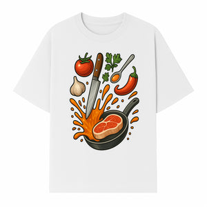 Cooking Illustration Artwork with Meat, Vegetables, and Knife for Kitchen Wall Decor, Chefs Gift, Culinary Art Print - T-shirt 1758181732137.jpg