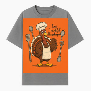 Thankful Turkey Chef T-Shirt, Cute Thanksgiving Gift for Housekeepers, Funny Cooking, Fall Harvest Apparel, Turkey Lover Tee - T-shirt 1758181732243.jpg