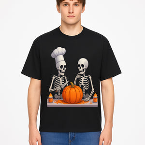 Skeleton Chef Pumpkin Carving Decor - Fun Halloween Kitchen Art Print - T-shirt 1758181732392.jpg