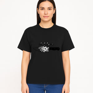 Chef Love Floral Knife Design - Kitchen Decor, Culinary Gift, Chef Gift Ideas, Hand Lettered Art, Cooking Enthusiast Gift - T-shirt 1758181732471.jpg