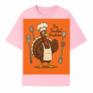 Thankful Turkey Chef T-Shirt, Cute Thanksgiving Gift for Housekeepers, Funny Cooking, Fall Harvest Apparel, Turkey Lover Tee - T-shirt 1758181732528.jpg