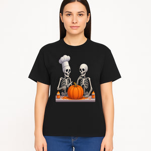 Skeleton Chef Pumpkin Carving Decor - Fun Halloween Kitchen Art Print - T-shirt 1758181732535.jpg