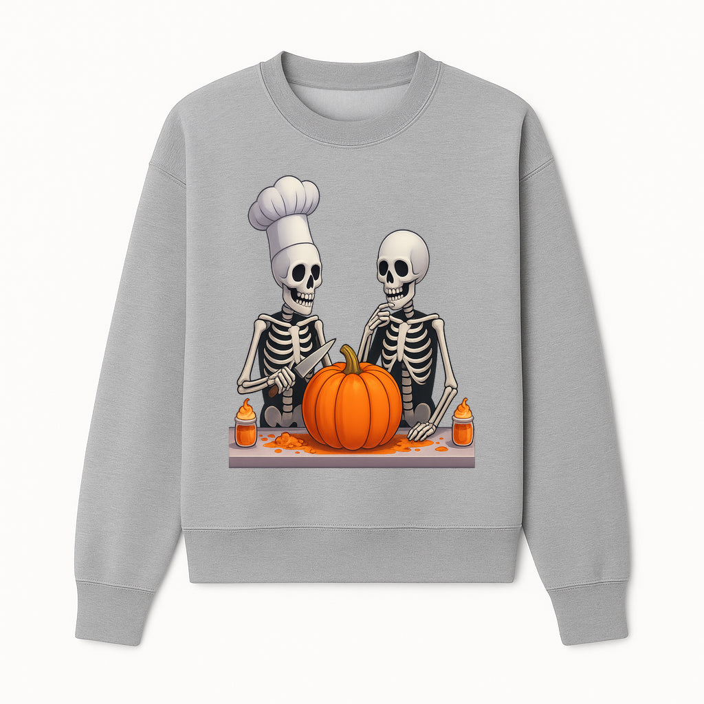 Skeleton Chef Pumpkin Carving Decor - Fun Halloween Kitchen Art Print - Sweatshirt 1758181732687.jpg