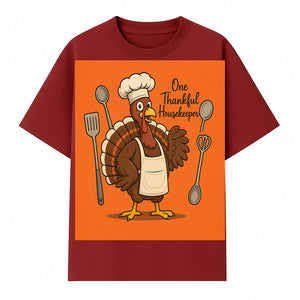Thankful Turkey Chef T-Shirt, Cute Thanksgiving Gift for Housekeepers, Funny Cooking, Fall Harvest Apparel, Turkey Lover Tee - T-shirt 1758181732720.jpg
