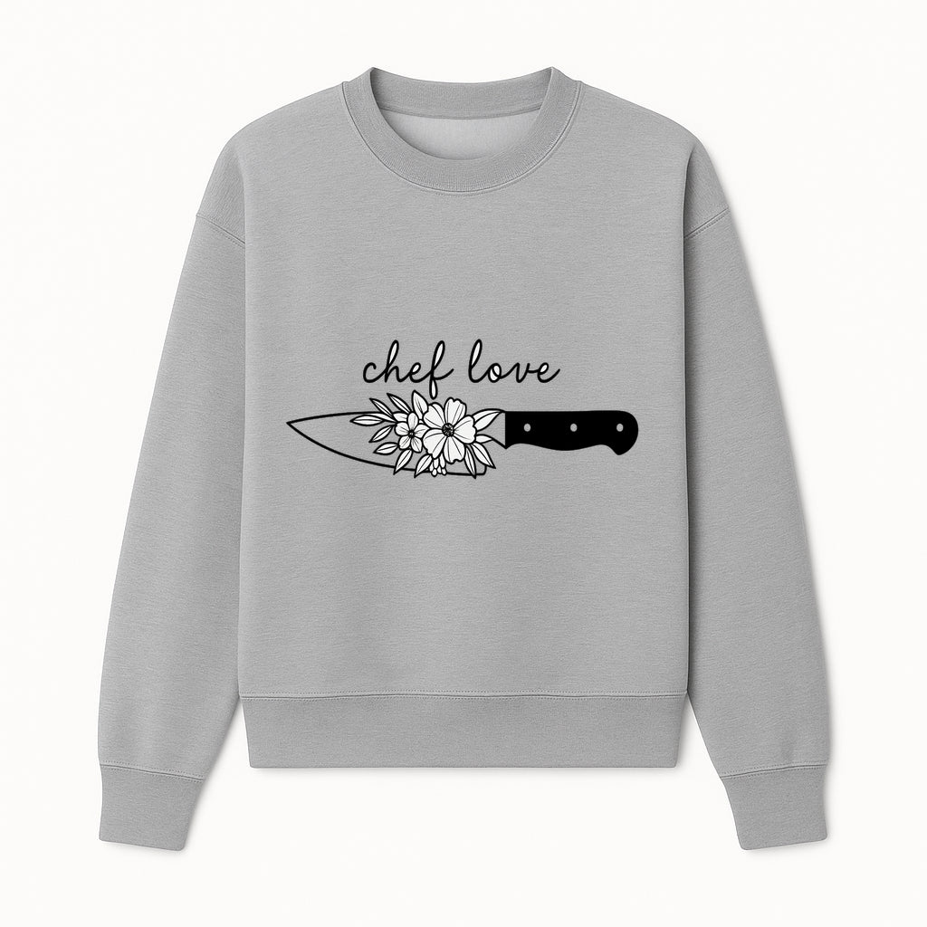 Chef Love Floral Knife Design - Kitchen Decor, Culinary Gift, Chef Gift Ideas, Hand Lettered Art, Cooking Enthusiast Gift - Sweatshirt 1758181732736.jpg