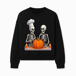 Skeleton Chef Pumpkin Carving Decor - Fun Halloween Kitchen Art Print - Sweatshirt 1758181732846.jpg