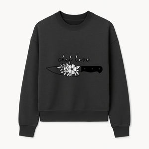 Chef Love Floral Knife Design - Kitchen Decor, Culinary Gift, Chef Gift Ideas, Hand Lettered Art, Cooking Enthusiast Gift - Sweatshirt 1758181733007.jpg