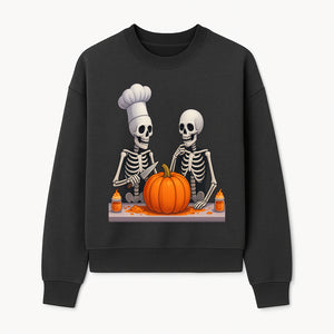 Skeleton Chef Pumpkin Carving Decor - Fun Halloween Kitchen Art Print - Sweatshirt 1758181733014.jpg