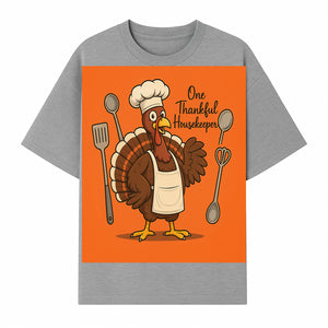Thankful Turkey Chef T-Shirt, Cute Thanksgiving Gift for Housekeepers, Funny Cooking, Fall Harvest Apparel, Turkey Lover Tee - T-shirt 1758181733132.jpg