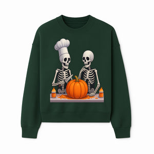 Skeleton Chef Pumpkin Carving Decor - Fun Halloween Kitchen Art Print - Sweatshirt 1758181733146.jpg