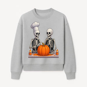 Skeleton Chef Pumpkin Carving Decor - Fun Halloween Kitchen Art Print - Sweatshirt 1758181733260.jpg