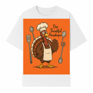 Thankful Turkey Chef T-Shirt, Cute Thanksgiving Gift for Housekeepers, Funny Cooking, Fall Harvest Apparel, Turkey Lover Tee - T-shirt 1758181733286.jpg