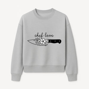 Chef Love Floral Knife Design - Kitchen Decor, Culinary Gift, Chef Gift Ideas, Hand Lettered Art, Cooking Enthusiast Gift - Sweatshirt 1758181733337.jpg