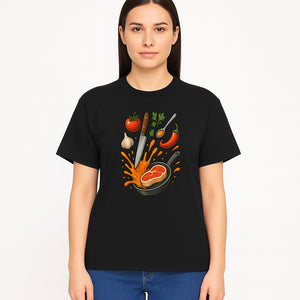 Cooking Illustration Artwork with Meat, Vegetables, and Knife for Kitchen Wall Decor, Chefs Gift, Culinary Art Print - T-shirt 1758181733423.jpg