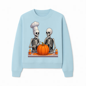 Skeleton Chef Pumpkin Carving Decor - Fun Halloween Kitchen Art Print - Sweatshirt 1758181733427.jpg