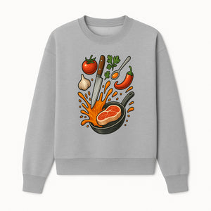 Cooking Illustration Artwork with Meat, Vegetables, and Knife for Kitchen Wall Decor, Chefs Gift, Culinary Art Print - Sweatshirt 1758181733635.jpg