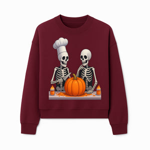Skeleton Chef Pumpkin Carving Decor - Fun Halloween Kitchen Art Print - Sweatshirt 1758181733658.jpg