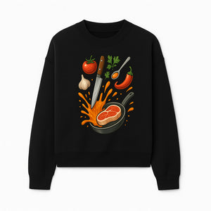 Cooking Illustration Artwork with Meat, Vegetables, and Knife for Kitchen Wall Decor, Chefs Gift, Culinary Art Print - Sweatshirt 1758181733787.jpg
