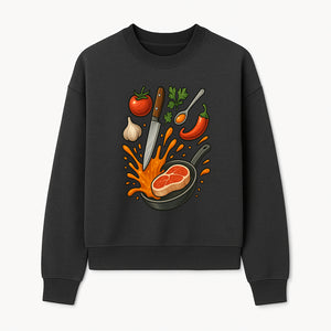 Cooking Illustration Artwork with Meat, Vegetables, and Knife for Kitchen Wall Decor, Chefs Gift, Culinary Art Print - Sweatshirt 1758181733963.jpg