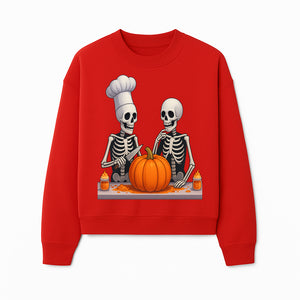 Skeleton Chef Pumpkin Carving Decor - Fun Halloween Kitchen Art Print - Sweatshirt 1758181733982.jpg
