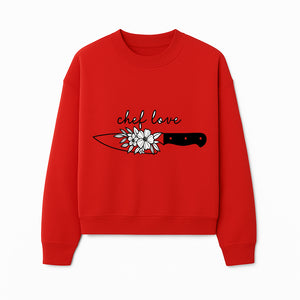 Chef Love Floral Knife Design - Kitchen Decor, Culinary Gift, Chef Gift Ideas, Hand Lettered Art, Cooking Enthusiast Gift - Sweatshirt 1758181734057.jpg