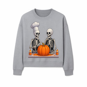 Skeleton Chef Pumpkin Carving Decor - Fun Halloween Kitchen Art Print - Sweatshirt 1758181734185.jpg