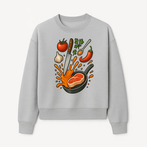 Cooking Illustration Artwork with Meat, Vegetables, and Knife for Kitchen Wall Decor, Chefs Gift, Culinary Art Print - Sweatshirt 1758181734274.jpg