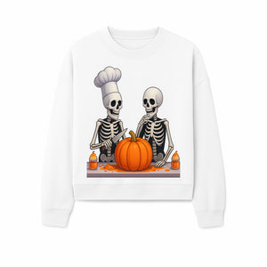 Skeleton Chef Pumpkin Carving Decor - Fun Halloween Kitchen Art Print - Sweatshirt 1758181734304.jpg