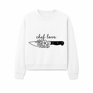 Chef Love Floral Knife Design - Kitchen Decor, Culinary Gift, Chef Gift Ideas, Hand Lettered Art, Cooking Enthusiast Gift - Sweatshirt 1758181734311.jpg
