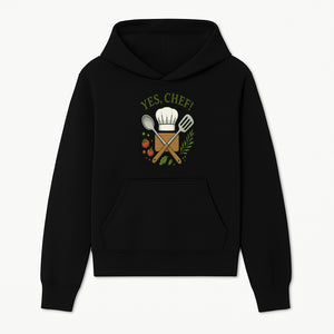 Yes Chef! Kitchen Decor Chef Hat and Utensils Design for Cooking Enthusiasts, Aprons, Tees, and Home Decor - Hoodie 1758181734839.jpg
