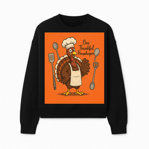 Thankful Turkey Chef T-Shirt, Cute Thanksgiving Gift for Housekeepers, Funny Cooking, Fall Harvest Apparel, Turkey Lover Tee - Sweatshirt 1758181734898.jpg
