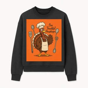 Thankful Turkey Chef T-Shirt, Cute Thanksgiving Gift for Housekeepers, Funny Cooking, Fall Harvest Apparel, Turkey Lover Tee - Sweatshirt 1758181735090.jpg