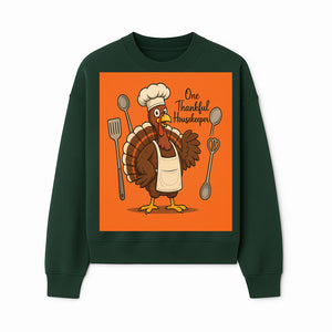 Thankful Turkey Chef T-Shirt, Cute Thanksgiving Gift for Housekeepers, Funny Cooking, Fall Harvest Apparel, Turkey Lover Tee - Sweatshirt 1758181735207.jpg