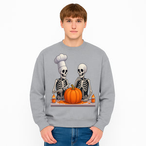 Skeleton Chef Pumpkin Carving Decor - Fun Halloween Kitchen Art Print - Sweatshirt 1758181735455.jpg