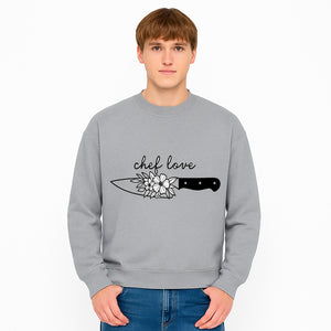 Chef Love Floral Knife Design - Kitchen Decor, Culinary Gift, Chef Gift Ideas, Hand Lettered Art, Cooking Enthusiast Gift - Sweatshirt 1758181735457.jpg