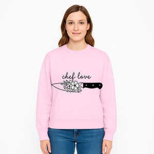 Chef Love Floral Knife Design - Kitchen Decor, Culinary Gift, Chef Gift Ideas, Hand Lettered Art, Cooking Enthusiast Gift - Sweatshirt 1758181735610.jpg