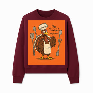 Thankful Turkey Chef T-Shirt, Cute Thanksgiving Gift for Housekeepers, Funny Cooking, Fall Harvest Apparel, Turkey Lover Tee - Sweatshirt 1758181735786.jpg