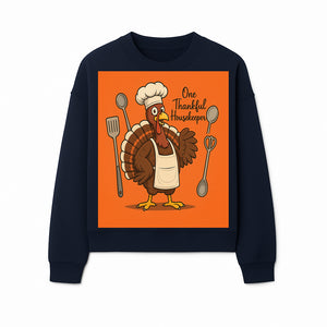Thankful Turkey Chef T-Shirt, Cute Thanksgiving Gift for Housekeepers, Funny Cooking, Fall Harvest Apparel, Turkey Lover Tee - Sweatshirt 1758181735925.jpg