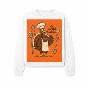 Thankful Turkey Chef T-Shirt, Cute Thanksgiving Gift for Housekeepers, Funny Cooking, Fall Harvest Apparel, Turkey Lover Tee - Sweatshirt 1758181736304.jpg