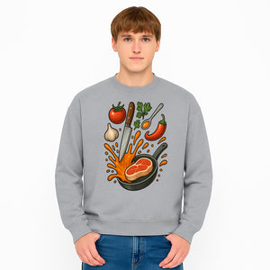 Cooking Illustration Artwork with Meat, Vegetables, and Knife for Kitchen Wall Decor, Chefs Gift, Culinary Art Print - Sweatshirt 1758181736437.jpg