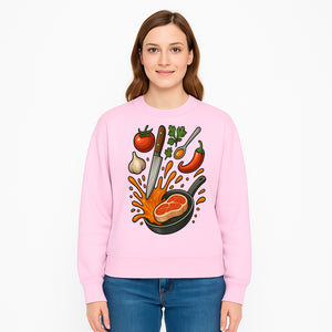 Cooking Illustration Artwork with Meat, Vegetables, and Knife for Kitchen Wall Decor, Chefs Gift, Culinary Art Print - Sweatshirt 1758181736589.jpg