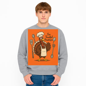 Thankful Turkey Chef T-Shirt, Cute Thanksgiving Gift for Housekeepers, Funny Cooking, Fall Harvest Apparel, Turkey Lover Tee - Sweatshirt 1758181737452.jpg
