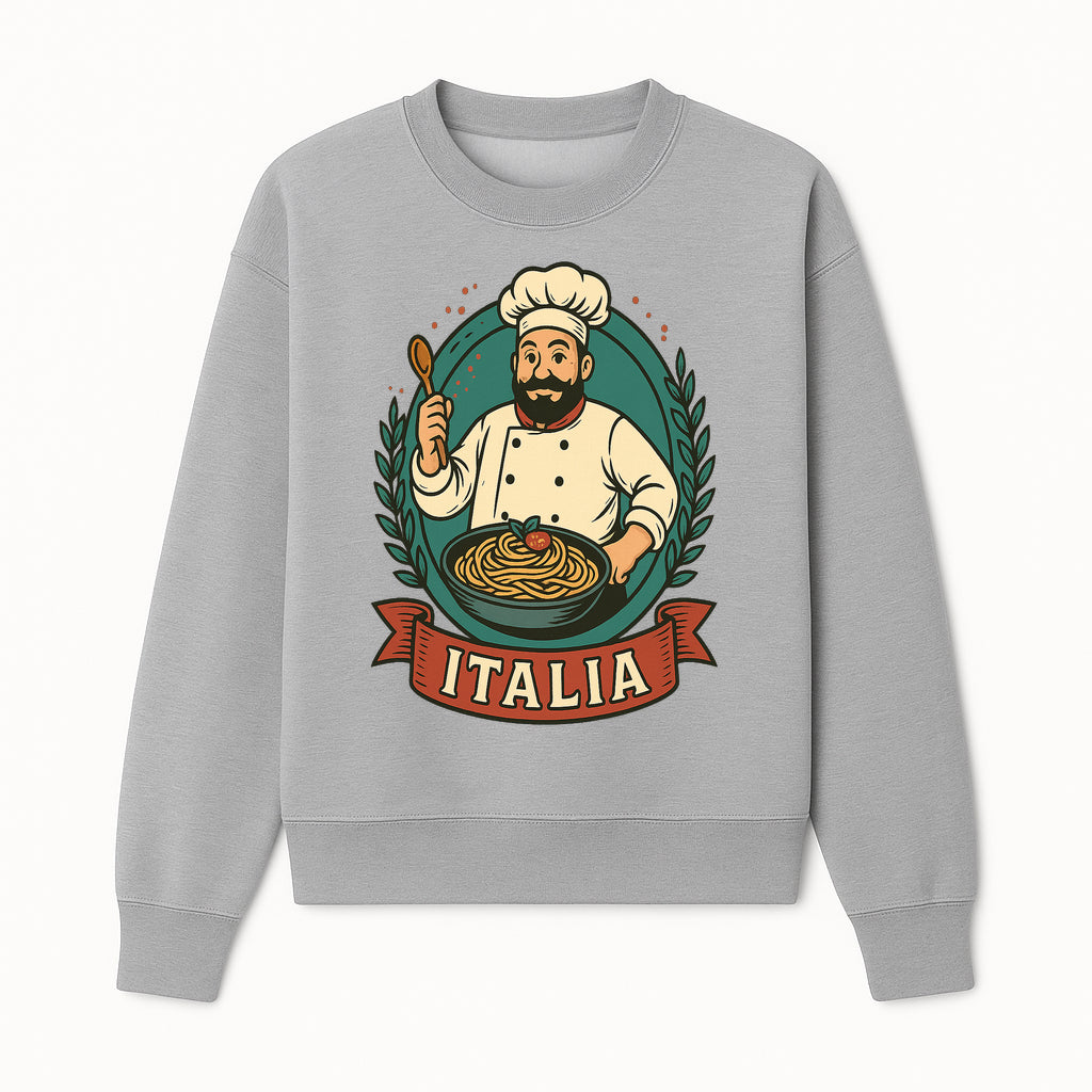 Vintage Italian Chef with Pasta Illustration | Italia Kitchen Decor | Cooking Art Print | Foodie Gift | Restaurant Wall Art - Sweatshirt 1758181737593.jpg