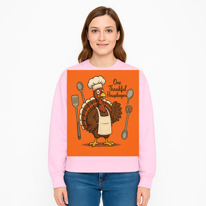 Thankful Turkey Chef T-Shirt, Cute Thanksgiving Gift for Housekeepers, Funny Cooking, Fall Harvest Apparel, Turkey Lover Tee - Sweatshirt 1758181737594.jpg