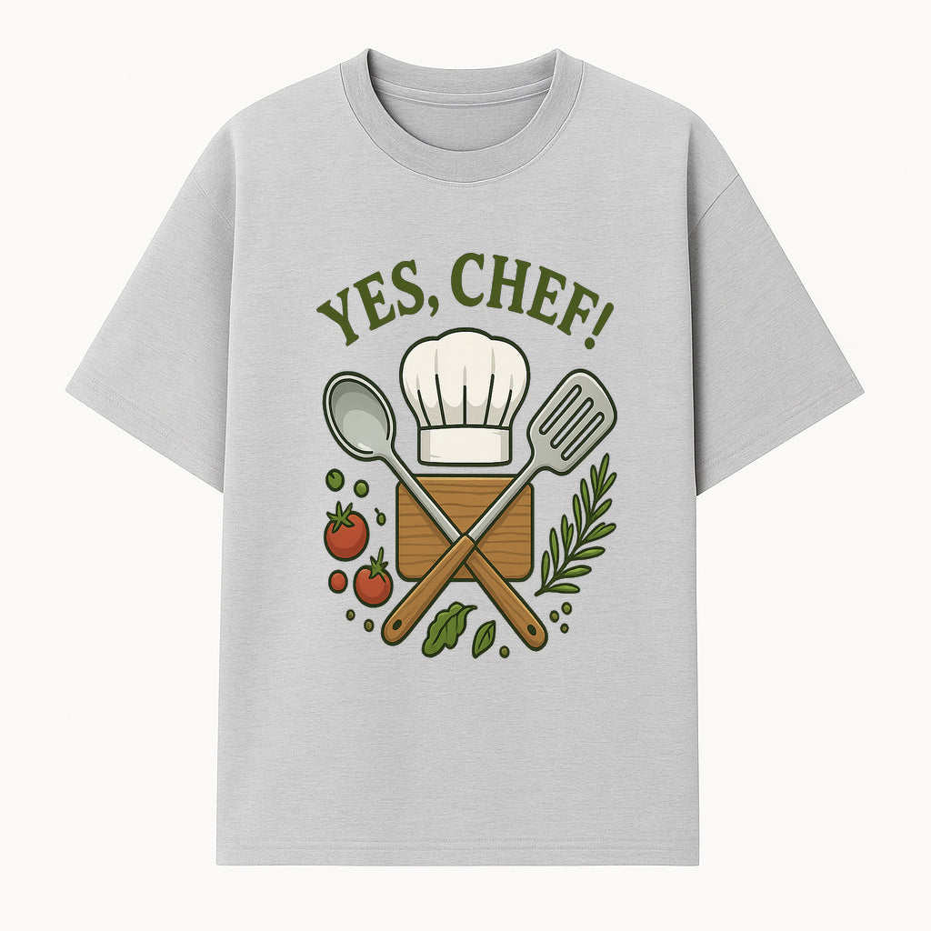 Yes Chef! Kitchen Decor Chef Hat and Utensils Design for Cooking Enthusiasts, Aprons, Tees, and Home Decor - T-shirt 1758181737801.jpg