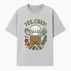 Yes Chef! Kitchen Decor Chef Hat and Utensils Design for Cooking Enthusiasts, Aprons, Tees, and Home Decor - T-shirt 1758181737801.jpg