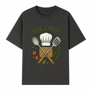 Yes Chef! Kitchen Decor Chef Hat and Utensils Design for Cooking Enthusiasts, Aprons, Tees, and Home Decor - T-shirt 1758181738096.jpg