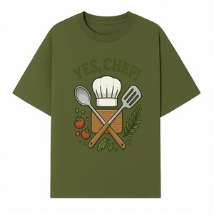 Yes Chef! Kitchen Decor Chef Hat and Utensils Design for Cooking Enthusiasts, Aprons, Tees, and Home Decor - T-shirt 1758181738241.jpg